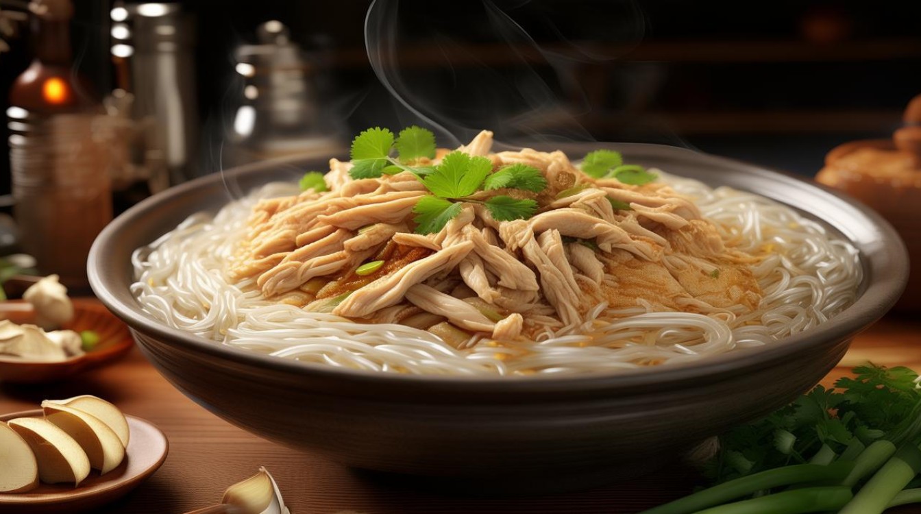 如何在家轻松做出美味的鸡丝汤米粉？-图1