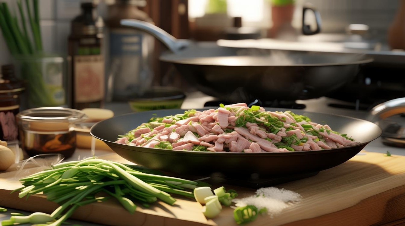 家常肉炒蒜苔的做法，家常肉炒蒜苔的做法窍门-图1
