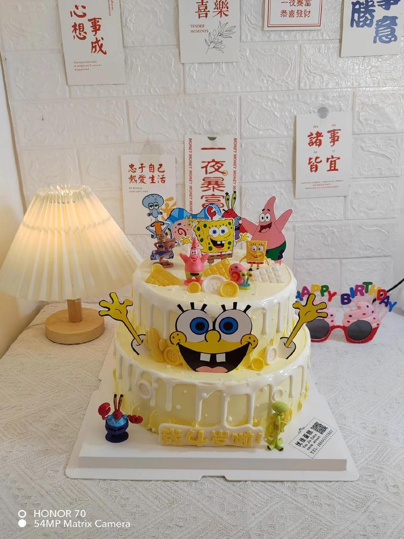 海绵宝宝立体双层蛋糕怎么做?-图1 海绵宝宝立体双层蛋糕怎么做?-图1