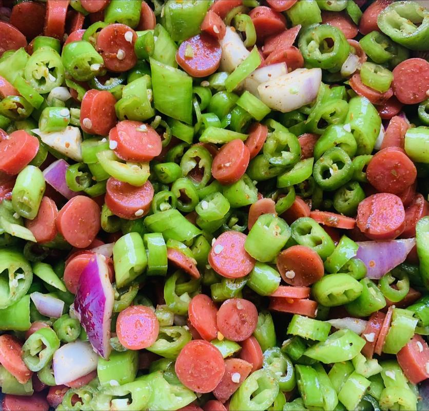 家常青椒火腿馅怎么做？-图2